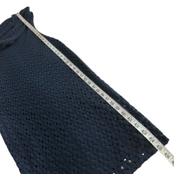 As U Wish Women's M Navy Blue Midi Pullover Sleeved Knit Bidycon Crochet Dress - Picture 11 of 15